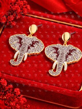 Glitter Elephant Statement Earrings